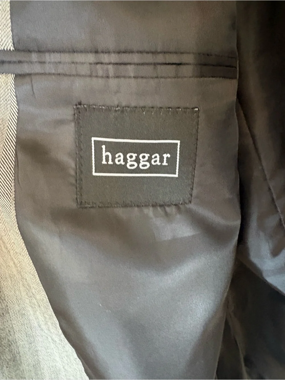 Haggar Men's 52L Gray Herringbone 100% Wool Sport Coat 2 Button Classic